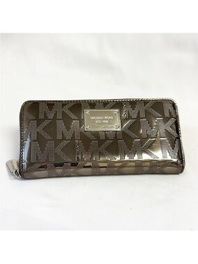 Michael Kors Jet Set Wallet Monogram Metallic Continental Silver/nickel color